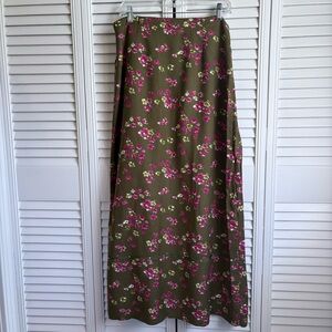 April Cornell Floral Maxi Skirt with Beaded Accents 100% Rayon